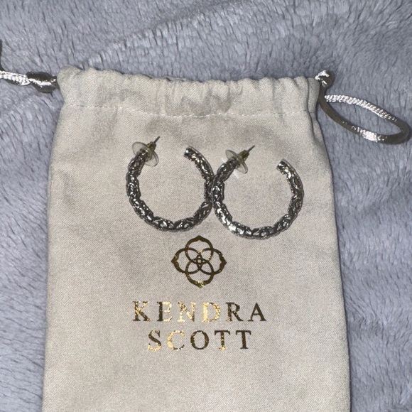 Kendra Scott Silver Textured Hoop Earrings - Picture 2 of 5